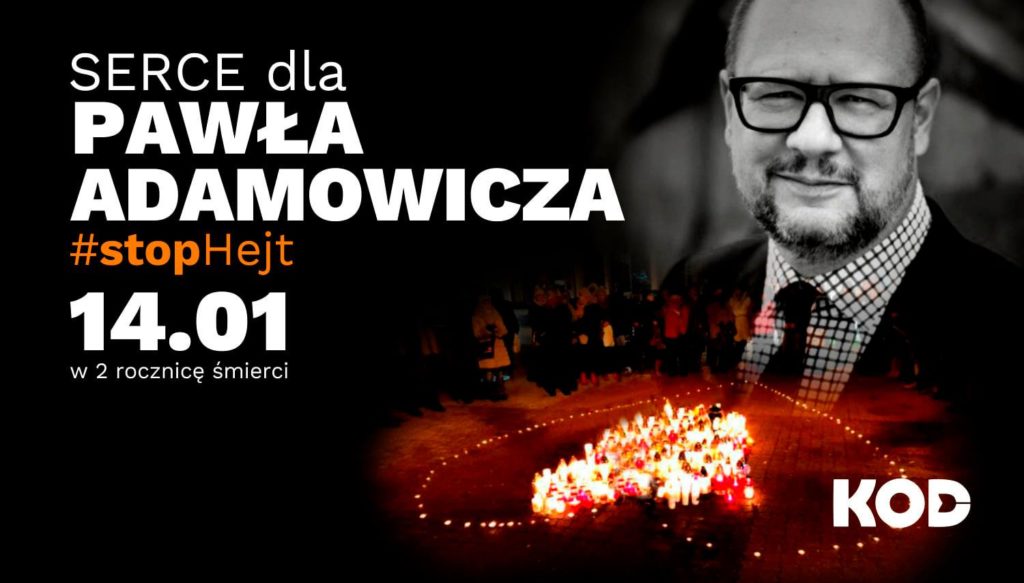 Serce dla Pawła Adamowicza na kieleckim rynku